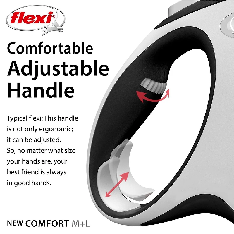 Flexi New Comfort Large 8m Black Tape Retractable Dog Leash