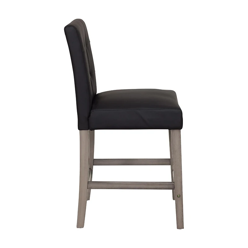 Tabouret de bar d'intérieur rembourré en similicuir Leila de CorLiving avec dossier haut, noir