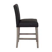 Tabouret de bar d'intérieur rembourré en similicuir Leila de CorLiving avec dossier haut, noir
