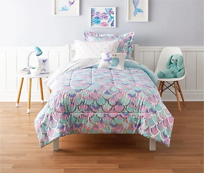 Ensemble de literie « Écailles de sirène » pour enfants Mainstays Tailles:1P/6 pcs,2P/8 pcs