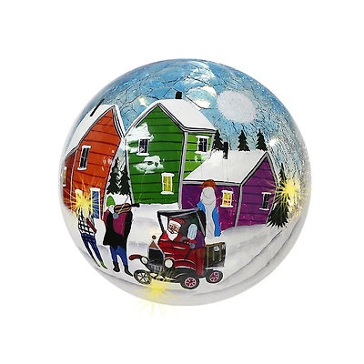 Led Craquelé Verre Globe (Père Noël Helpers)