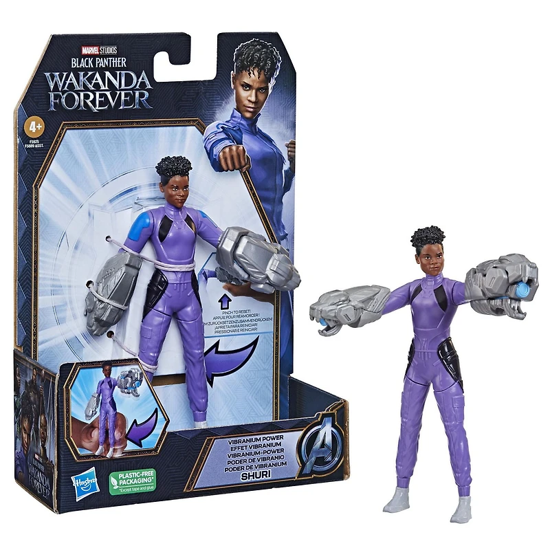 Marvel Studios' Black Panther: Wakanda Forever, figurine articulée Shuri Effet vibranium de 15 cm, jouet pour enfants, à partir de 4 ans