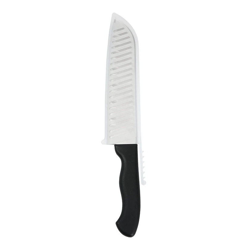 Couteau de cuisine Santoku Mainstays 7" en acier inoxydable noir avec gaine