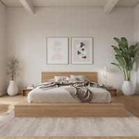 Ensemble de chambre à coucher Kanso 4 pièces avec lit queen size et plateforme basse