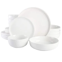 Gibson Home White Deco 16 Piece Double Bowl Dinnerware Set - White