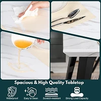 Ensemble de salle à manger Homy Casa avec table en imitation marbre de 160 cm et 4 chaises en similicuir marron pour salles à manger, cuisines et restaurants