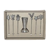 Christmas Set Of 6 Assorted Cocktail Picks With Holder