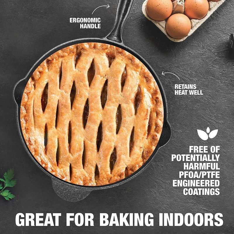 Granitestone Cast Iron 2-in-1 Cooker Set – Heavy Duty Pre-Seasoned 3 Qt Pan with 10” Skillet Lid