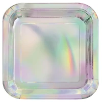 Assiettes à dîner en papier irisé métallique,9 po, 8 unités Les assiettes jetables 9 po