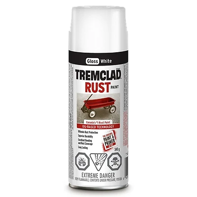 Tremclad Oil Based Rust Spray Paint Gloss White, 340 g