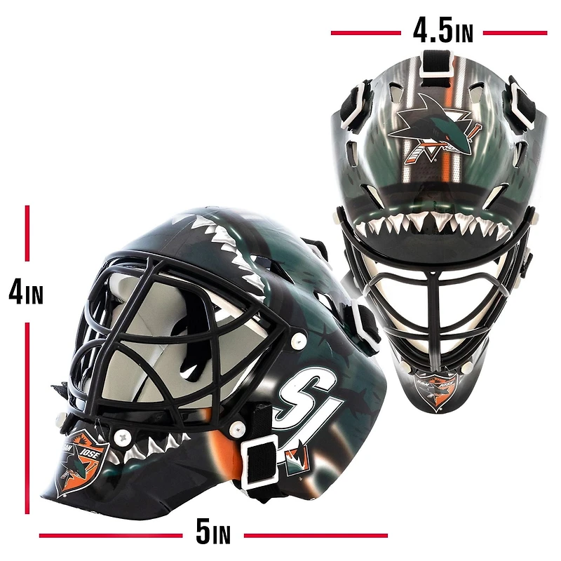 Franklin Sports Mini masque de gardien de but de hockey avec logo de l'équipe de la NHL de Sharks avec étui – Masque de gardien de but de collection avec logos et couleurs officiels de la NHL