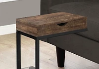 Monarch Specialties Accent Table, C-shaped, End, Side, Snack, Storage Drawer, Living Room, Bedroom, Metal, Laminate, Brown, Black, Contemporary, Modern