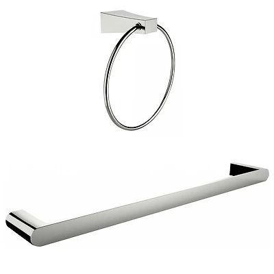 Chrome Plated Towel Ring With Single Rod Towel Rack Accessory Set AI-13358