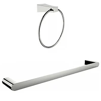 Chrome Plated Towel Ring With Single Rod Towel Rack Accessory Set AI-13358