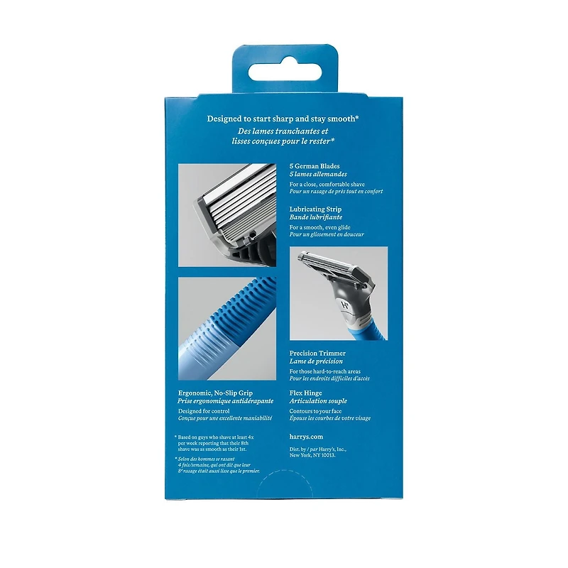 Harry's Men's Razor: 1 Glacier Razor Handle + 2 Razor Blade Cartridges, 1 handle + 2 Cartridges