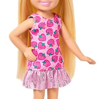 Barbie-Poupée Famille et Amis-Avec cheveux blonds et robe fraises