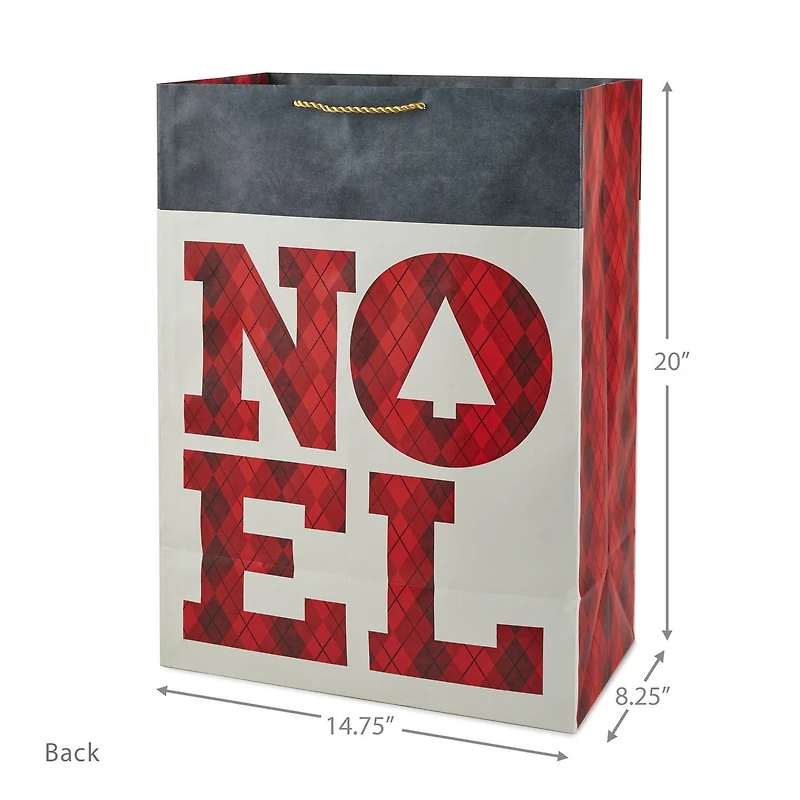 Image Arts – Sac-cadeau géant de Noël. Inscription sur motif écossais. 20 po.