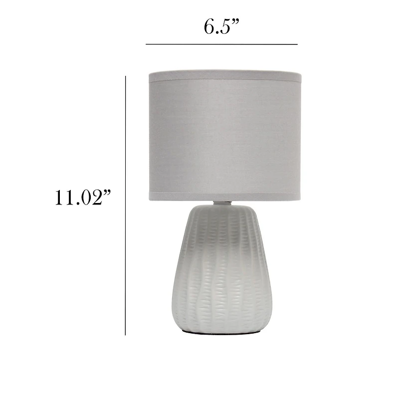 Conceptions simples 11,02 « Lampe de bureau de table de chevet d’accent pastel à texture céramique moderne traditionnelle de 11,02 « avec abat-jour en tissu assorti pour chambre à coucher, t