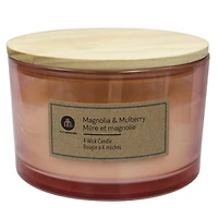 Hometrends 15oz Magnolia & Mulberry Scented 4-Wick Candle, 15oz fragranced candle