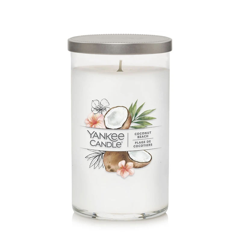 Yankee Candle Medium Perfect Pillar Candle, Coconut Beach – Scented with up to 115 Hours of Burn Time, Premium Plant Wax Blend for Consistent Long Lasting Scent from First to Last Burn