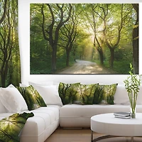Designart Evening in Green Forest Canvas Wall Art