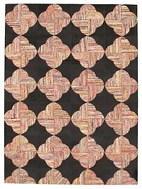 ECARPETGALLERY 4'10" x 6'8" Contemporary Cowhide Patchwork Handmade Area Rug for Living Room, Dining Room and Bedroom in Black
