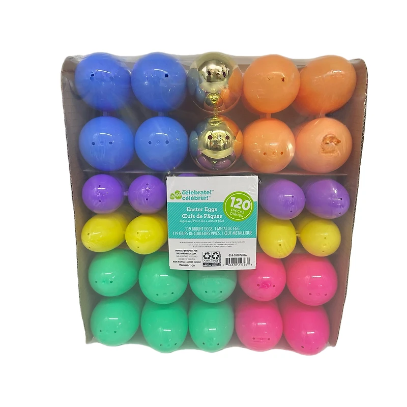 Bright Fillable Plastic Easter Eggs, 120 Count, by Way To Celebrate