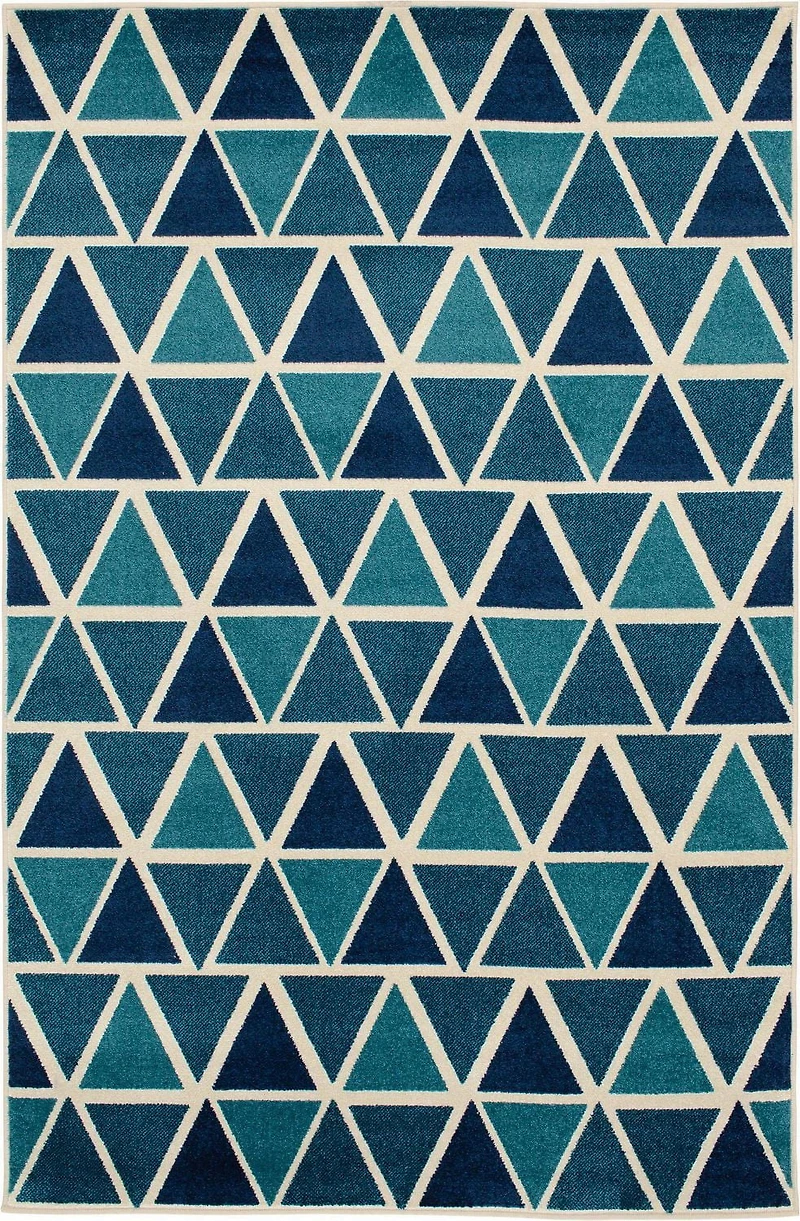 Tapis tissé crème et bleu turquoise Tropiana
