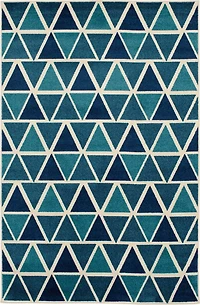 Tapis tissé crème et bleu turquoise Tropiana