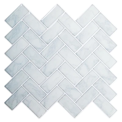Truu Design Self-Adhesive Peel and Stick Herringbone Backsplash Wall Tiles