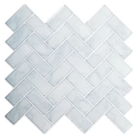 Truu Design Self-Adhesive Peel and Stick Herringbone Backsplash Wall Tiles