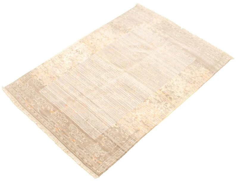 ECARPETGALLERY 4'8" x 6'6" Bordered Finest Oushak Hand-knotted Area Rug for Living Room, Dining Room and Bedroom in Grey