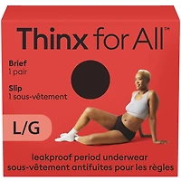 Thinx for All Women's Everyday Comfort Brief Leakproof Period Underwear, Size Large, Black, THINX UW LRG 1