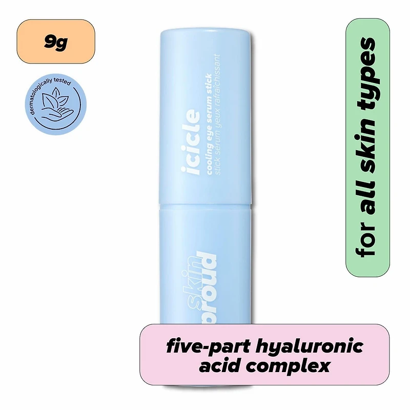 Skin Proud - Icicle - Stick Serum Yeuxrafraichissant avec Super Complexe d'acide Hyaluronique, 100% Vegan (9g)