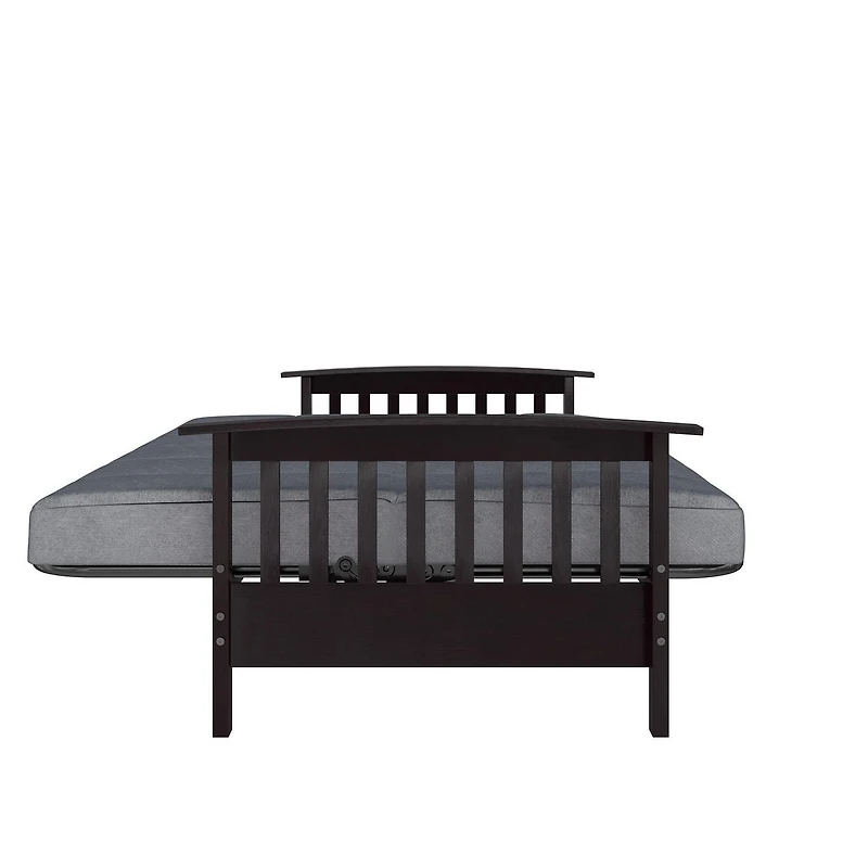 DHP Brixen Espresso Wood Arm Metal Futon Frame with 6-Inch Mattress, Full, Gray