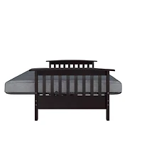 DHP Brixen Espresso Wood Arm Metal Futon Frame with 6-Inch Mattress, Full, Gray