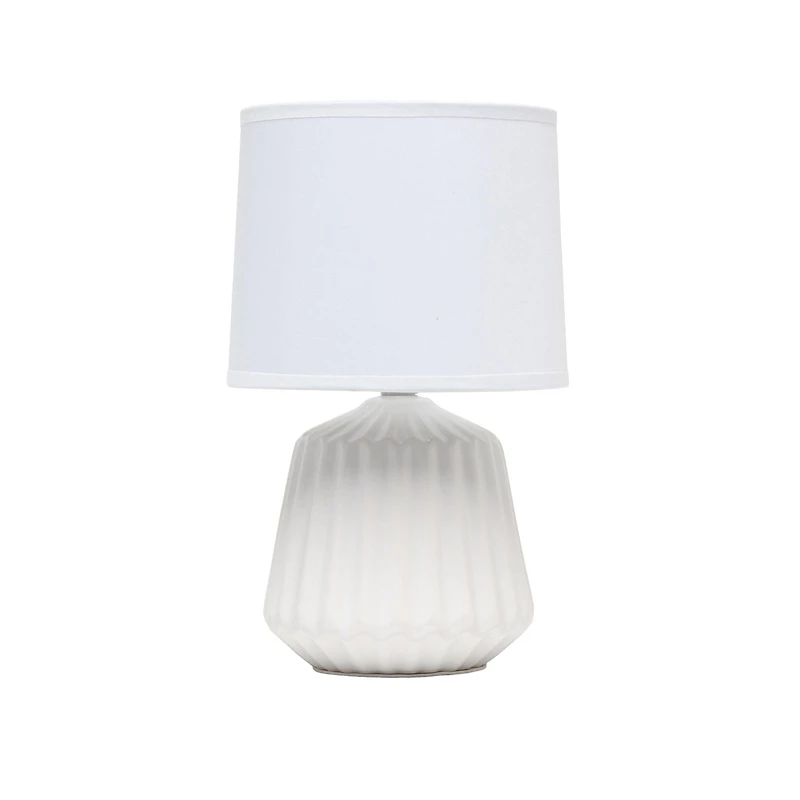 Simple Designs Petite Off White Pleated Base Table Lamp