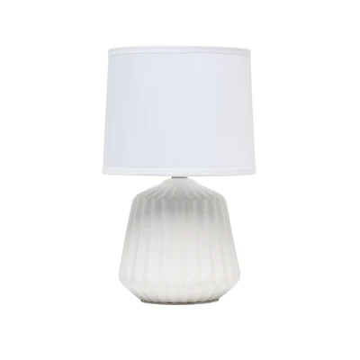 Simple Designs Petite Off White Pleated Base Table Lamp