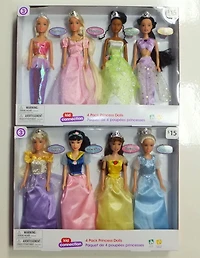 Paquet de 4 poupées princesses