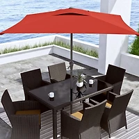 CorLiving 6.5ft x 6.5ft Square Durable Fabric Canopy Tilting Outdoor Umbrella with Steel Frame