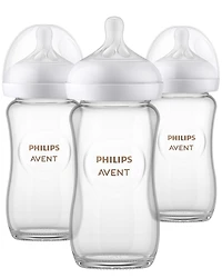 Philips Avent Glass Natural Baby Bottle With Natural Response Nipple, 8oz, 3 pack, SCY913/03, Avent Glass Bottle
