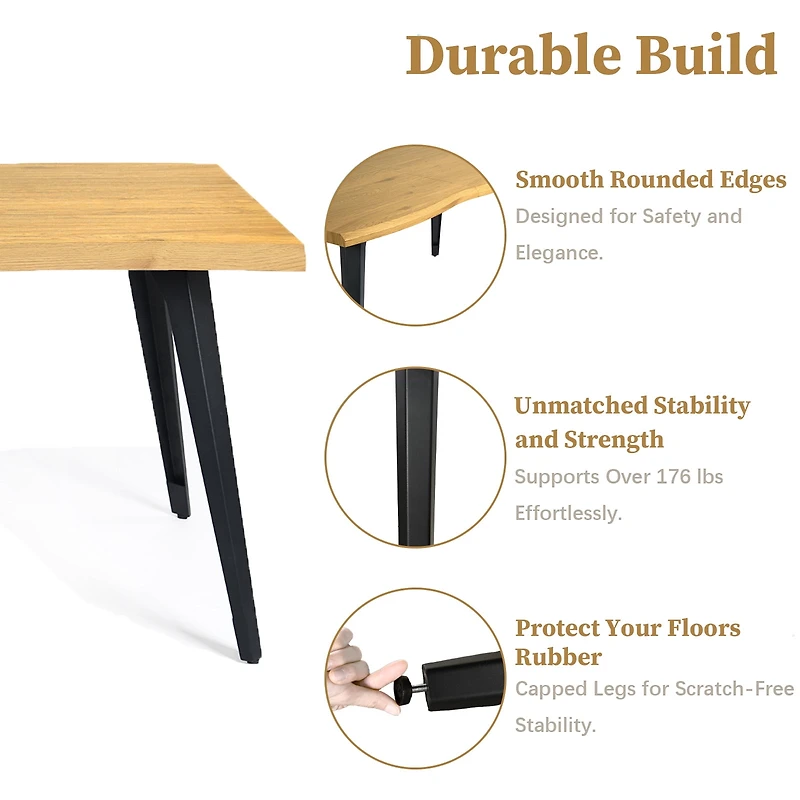 Bureau d'écriture Homy Casa avec bords naturels, idéal pour un espace de travail à domicile, couleur naturelle