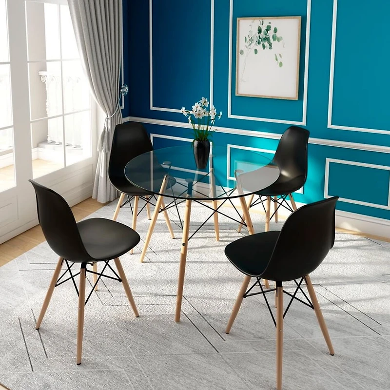Heavenly Collection | Eiffel Glass Dining Table 32” Diameter for Dining Rooms or Outside Spaces