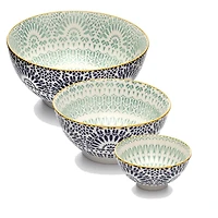 Paisley Bleu 3 Piece Bowl Set, 20cm, 15cm and 10cm