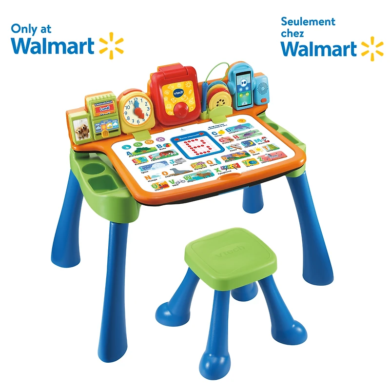 VTech Get Ready for School Learning Desk With Stool - Walmart Exclusive - French Version, 2-5 years, 2 to 5 Years