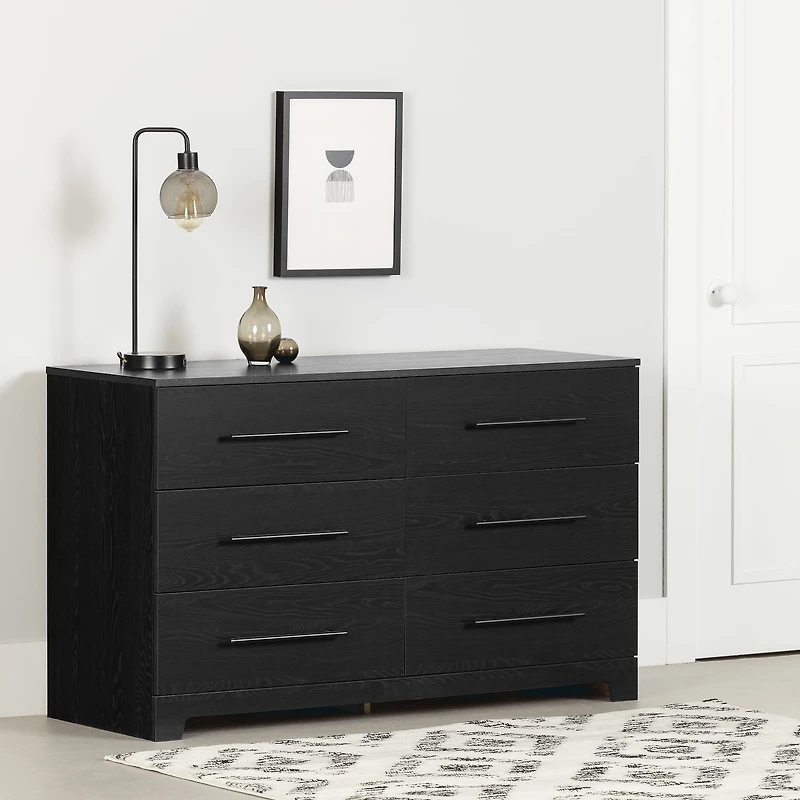 Commode 6 tiroirs pour Adulte, fini Chêne noir, collection Primo de Meubles South Shore