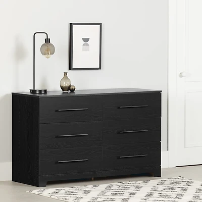Commode 6 tiroirs pour Adulte, fini Chêne noir, collection Primo de Meubles South Shore