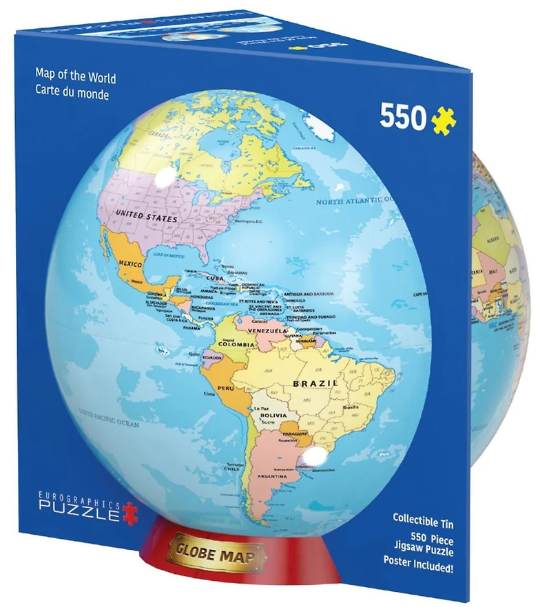 Map of the World Shaped Tin 550 Piece