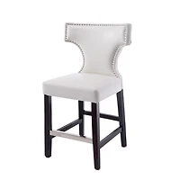 Tabourets de bar d'intérieur CorLiving Kings en similicuir clouté, hauteur comptoir, blancs (lot de 2)