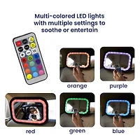 GoldBug Glow Rétroviseur de siège d’auto pour bébé orienté vers l’arrière, télécommande LED réglable, noir Goldbug Miroir lumineux